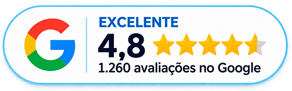 Excelente: nota 4,8 e 1.260 avaliações no Google
